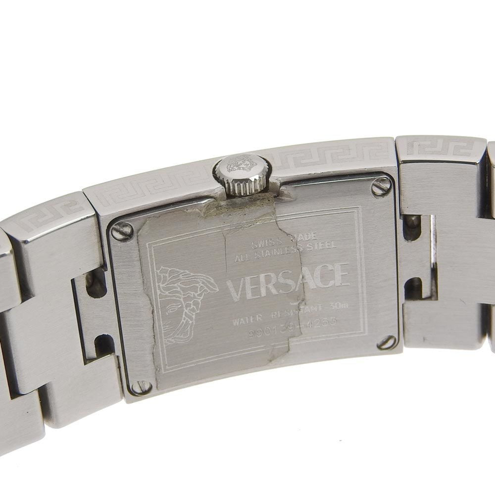 Versace stainless steel silver quartz analog display ladies black dial watch — Very Good