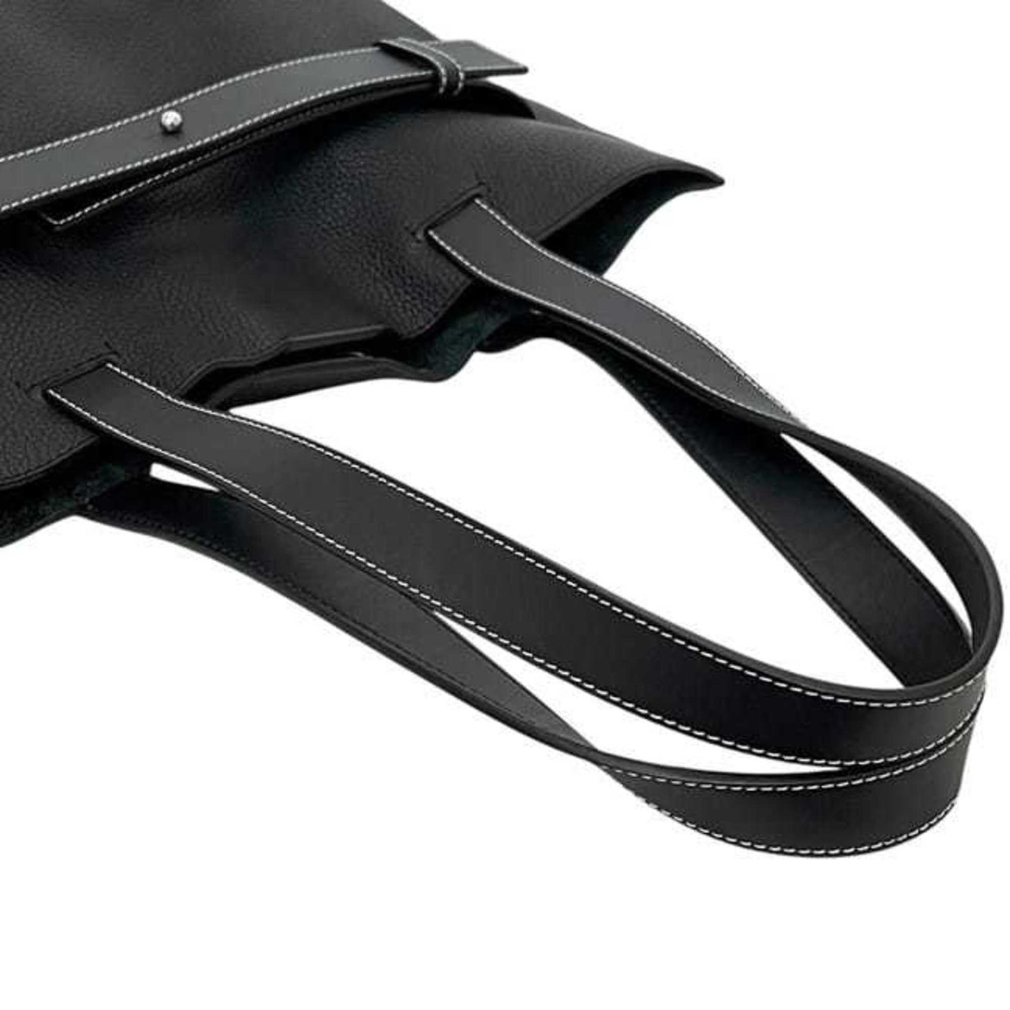 Loewe Tote Bag with Strap Vertical, f-24658, Black Anagram Leather, 061803, Grained A4 Size, Black, Men's/Women's