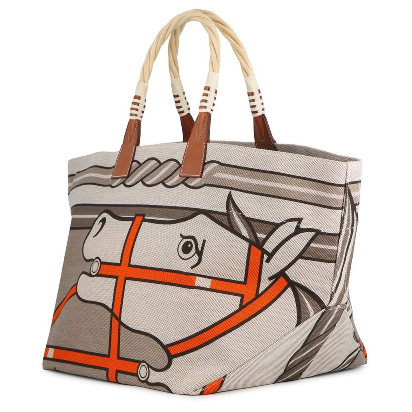 Hermes Hermès Steeple Large Tote Bag, Beige/Fauve Toile H/Barenia, □P Stamp