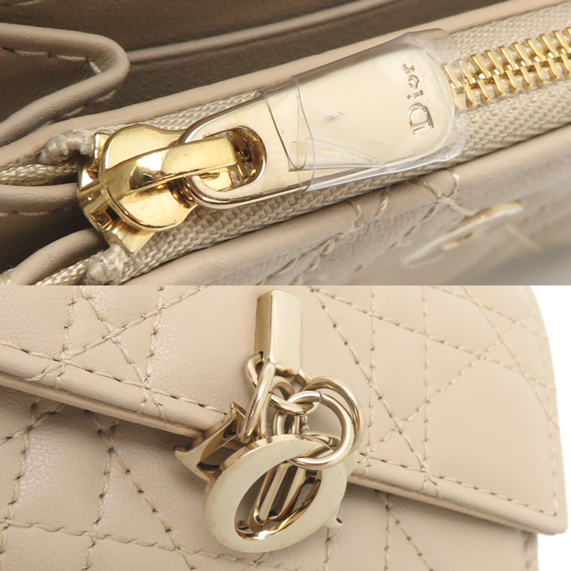 Christian Dior Glycine Women's Wallet/Coin Case S0966ONMJ M51U Lamb Beige