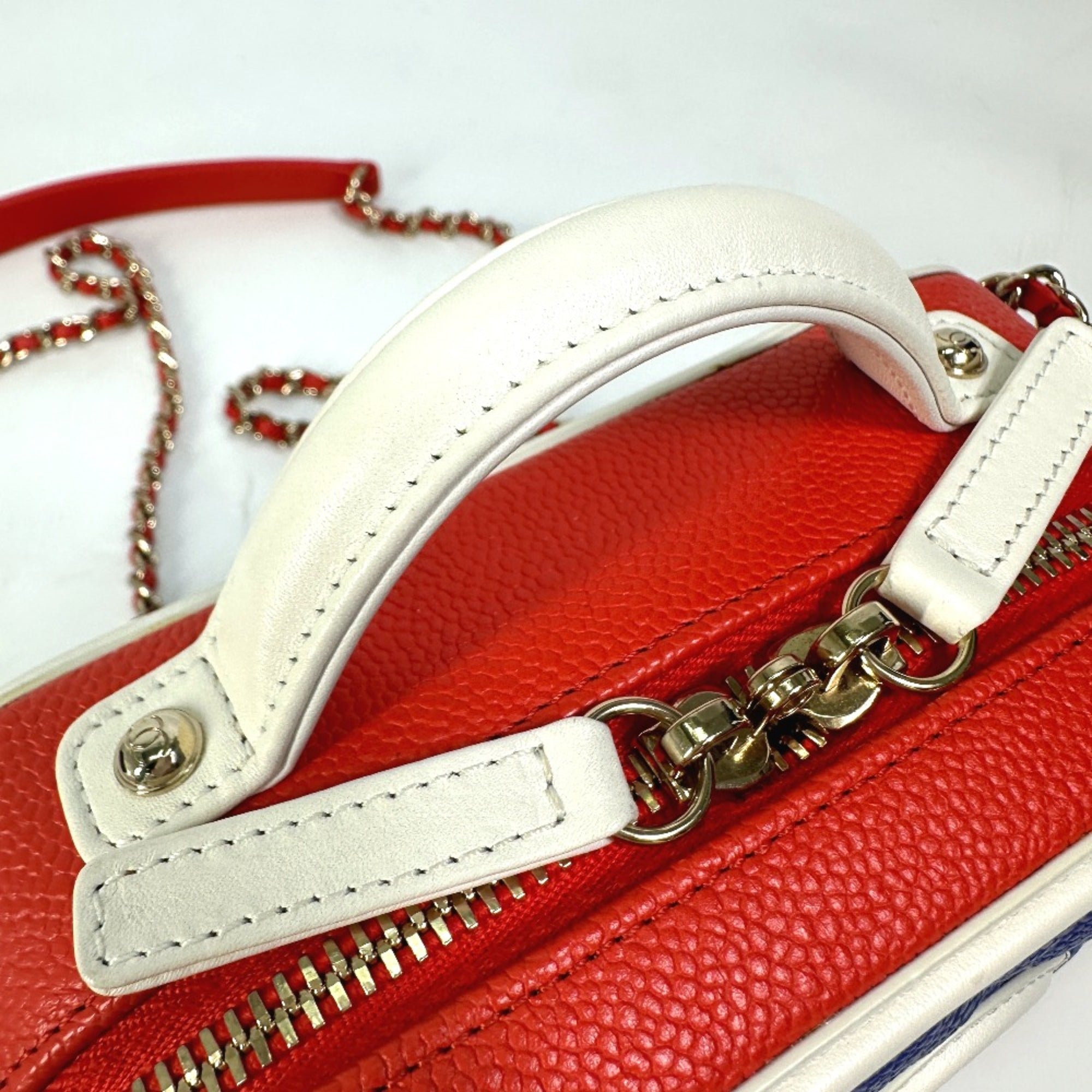 Chanel A93342 CC Mark Tricolor Shoulder Bag Red — Like New