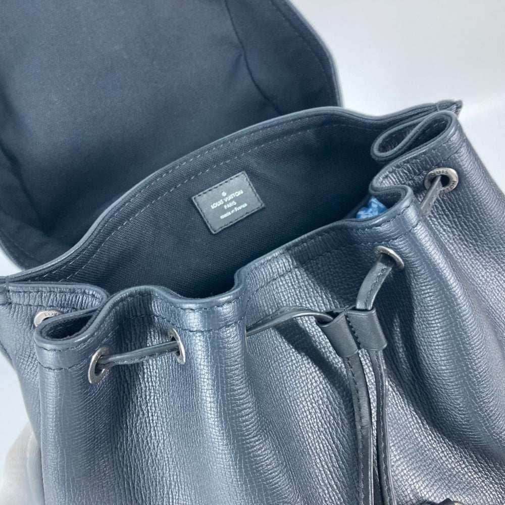 LOUIS VUITTON M54960 Utah Canyon Backpack, Men's, Leather, Blue Marine, Navy — Like New