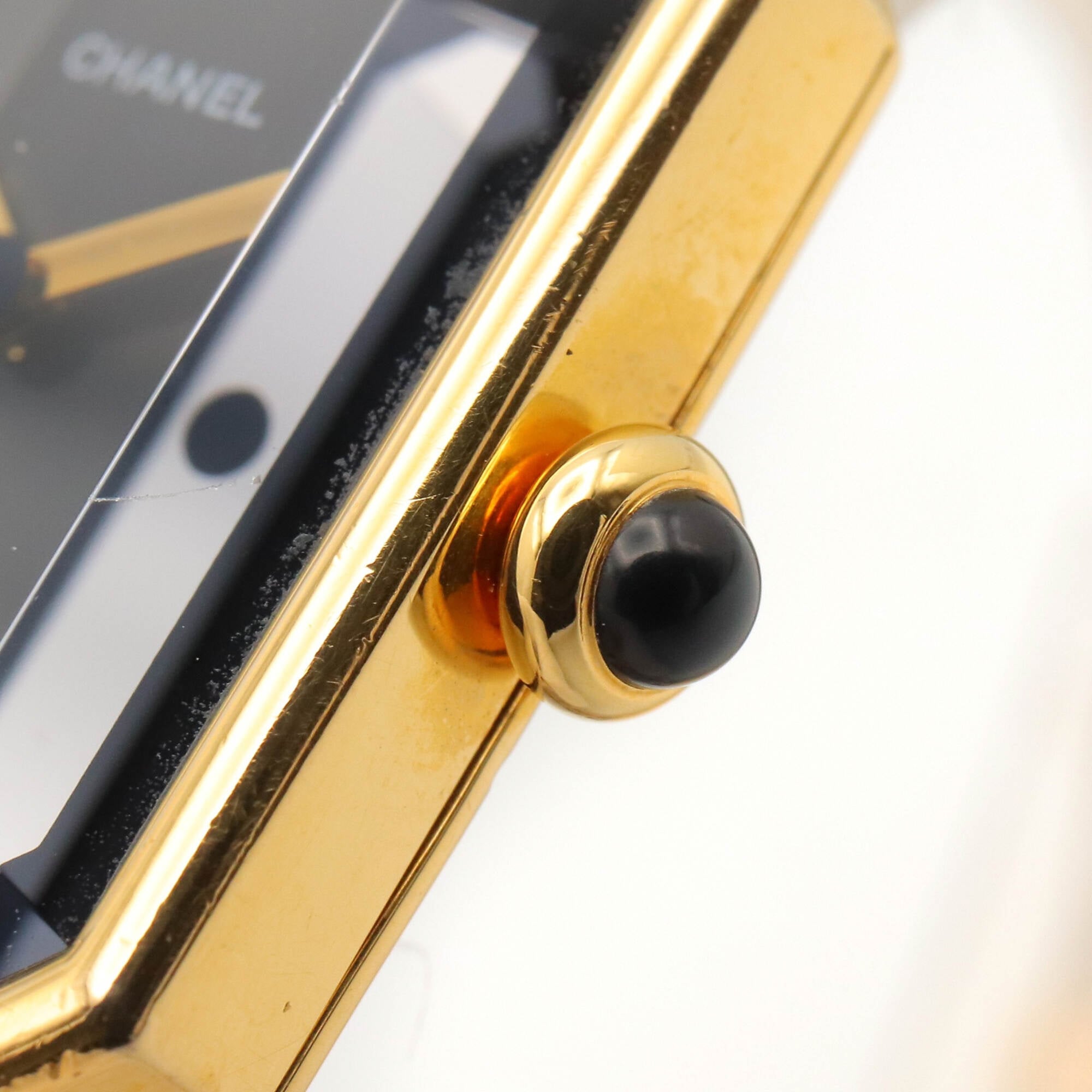 Chanel CHANEL Première Watch, Gold Plated (GP), Leather Strap, Women's, Black, H0001 — Very Good
