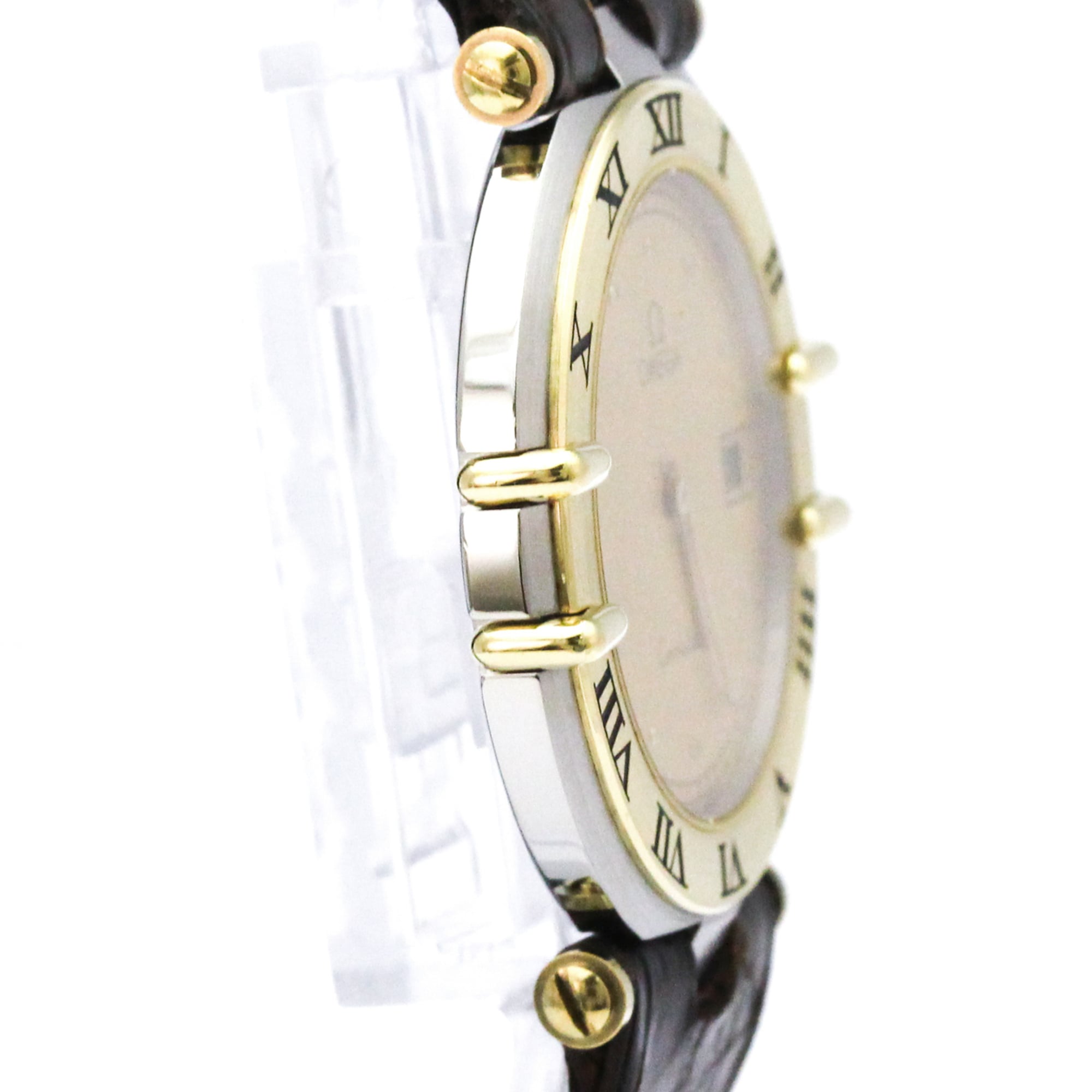 OMEGA Constellation Date 18K Gold Steel Mens Watch 196.0360 Polished — Very Good