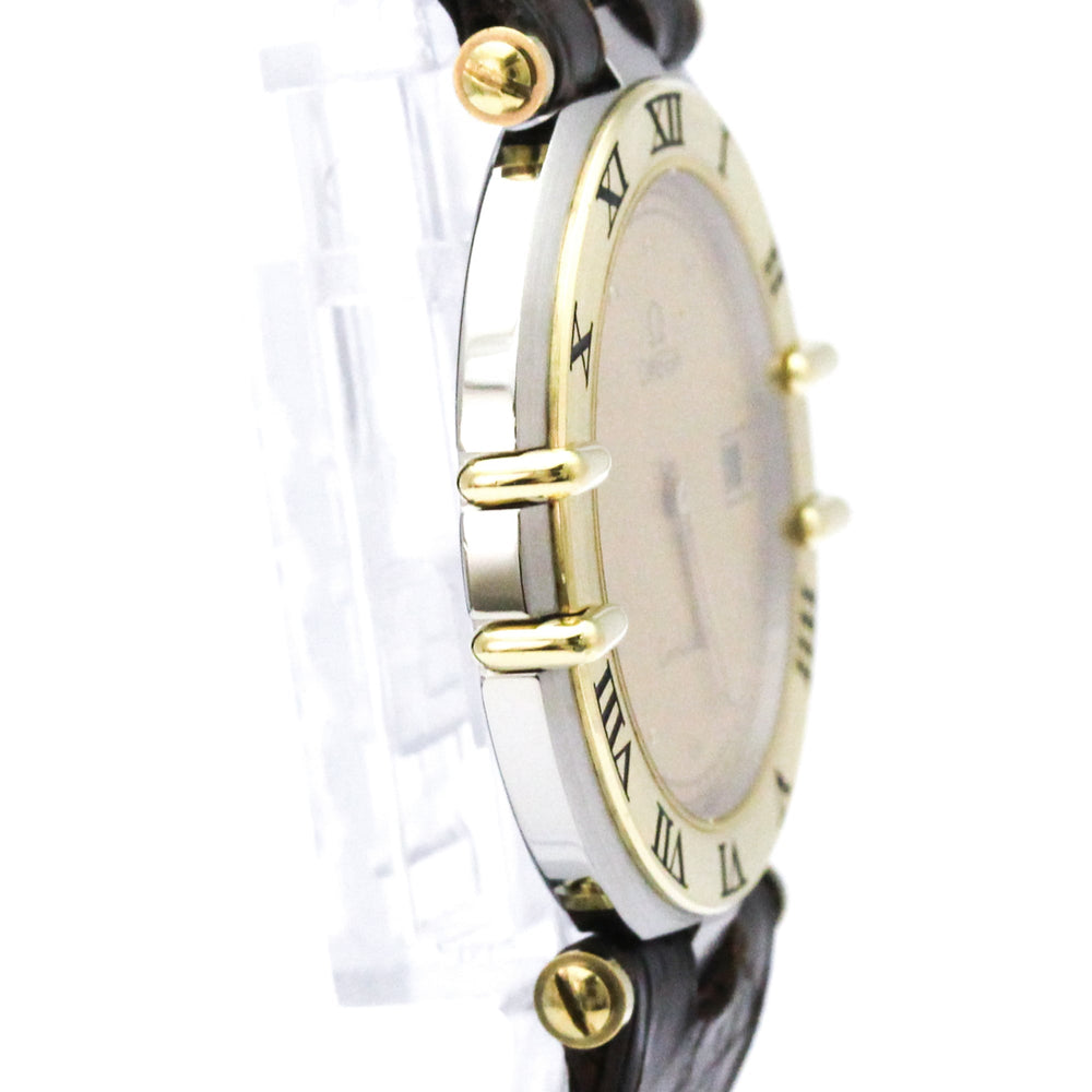 OMEGA Constellation Date 18K Gold Steel Mens Watch 196.0360 Polished — Very Good