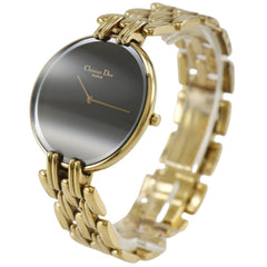 Christian Dior Bakira Watch 47 154-2 Gold Plated Quartz Analog Display Black Dial Men's — Good
