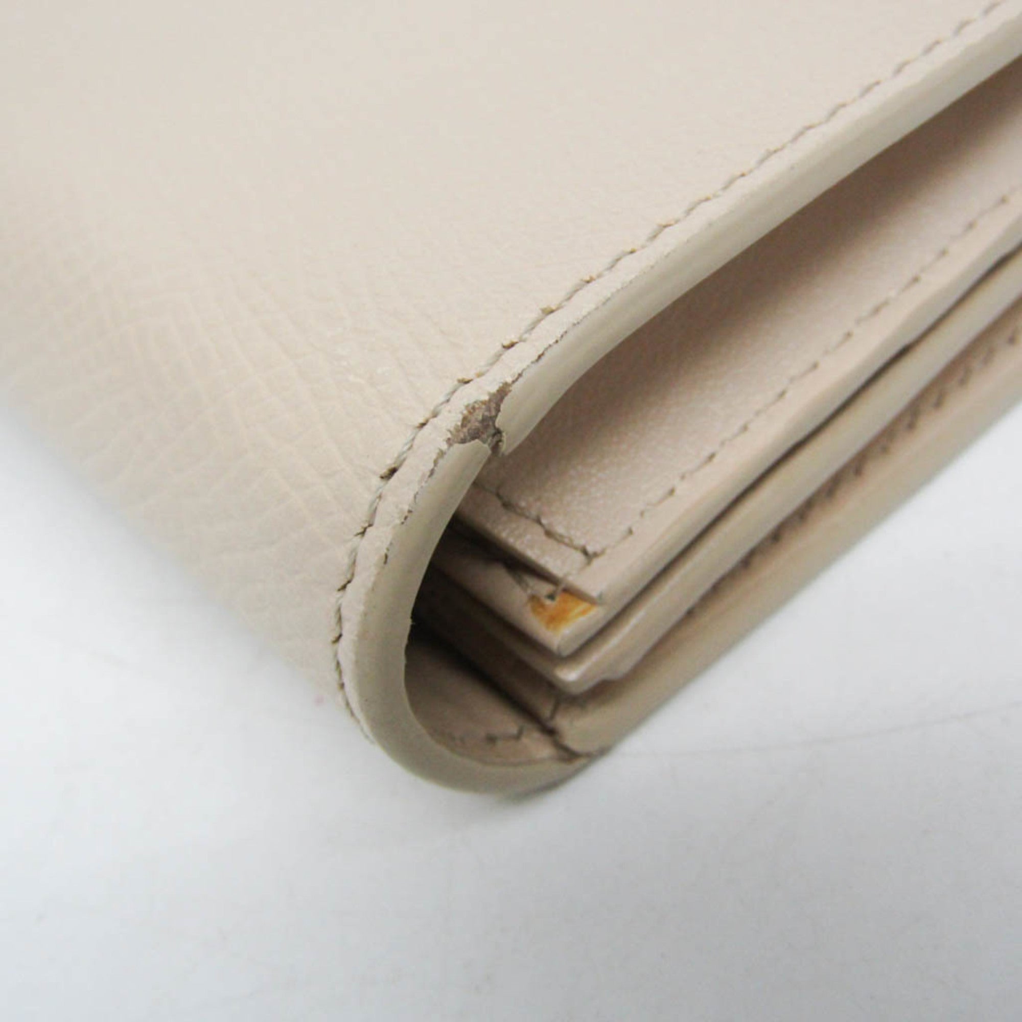 Celine Large Strap Wallet 10B633 Women's  Calfskin Long Wallet (bi-fold) Light Beige