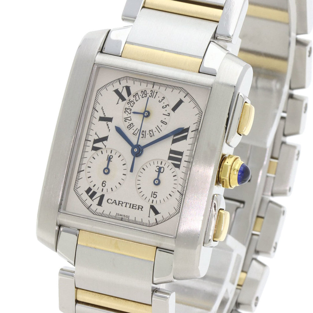 Cartier Tank Française Chrono Reflex W51004Q4 Men's Stainless Steel Watch in 18K White Gold