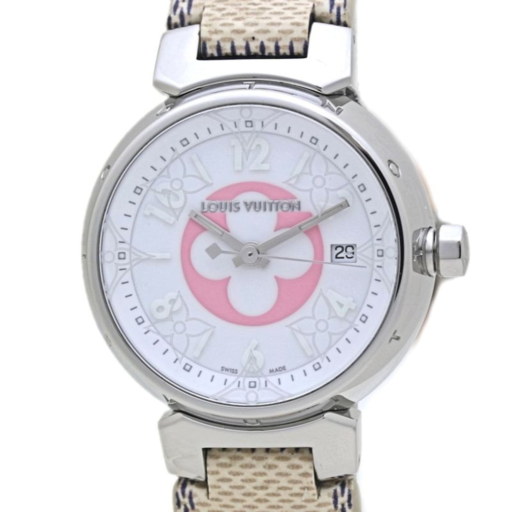 LOUIS VUITTON Tambour PM Azur 28mm QA007Z Japan Exclusive Women's Watch 40162 — Very Good