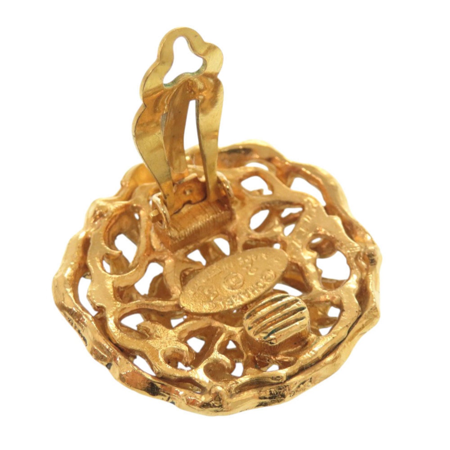 CHANEL Vintage Coco Mark GP Gold Earrings 0146