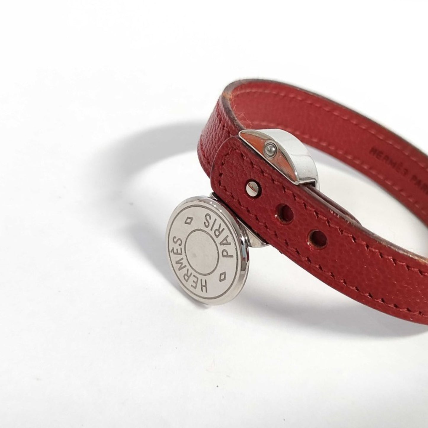 HERMES Serie Looping Bracelet in Red and Black Leather for Women