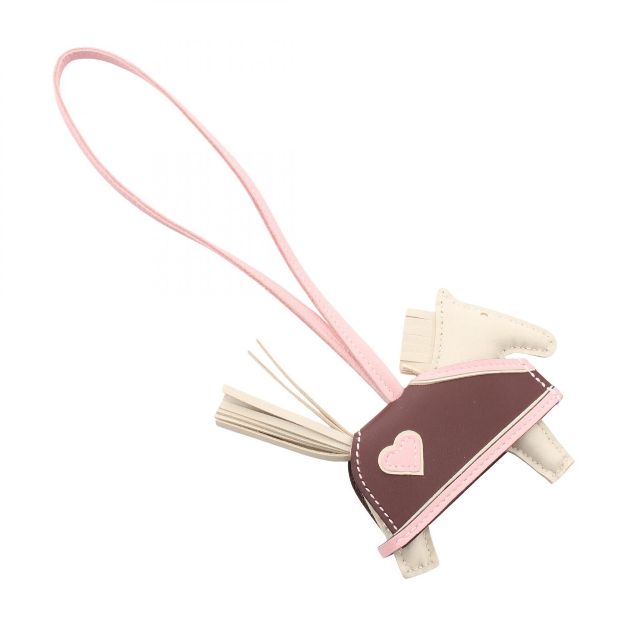 Hermes Rodeo Robeocool PM Charm Accessory Leather Calfskin (Cowhide) Agneau Milo Veau Swift Women's Ivory Brown Pink H086714CAAH — New - Store Return