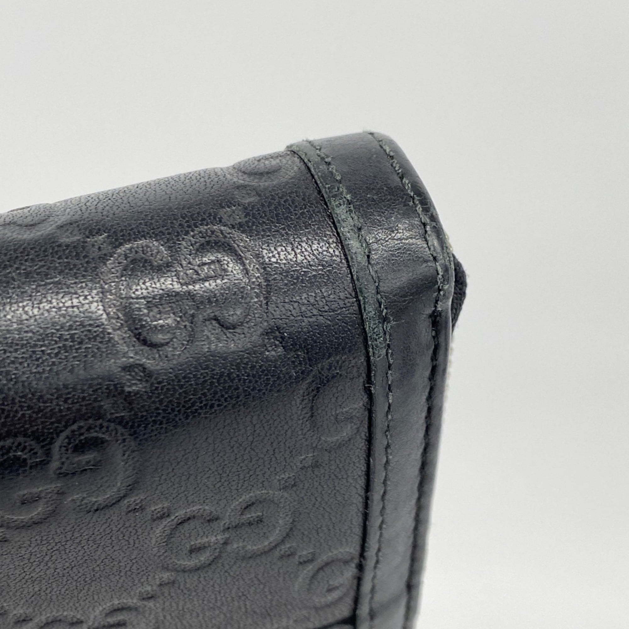 Gucci Long Wallet Guccissima Interlocking G 308012 Leather Black Men's Women's