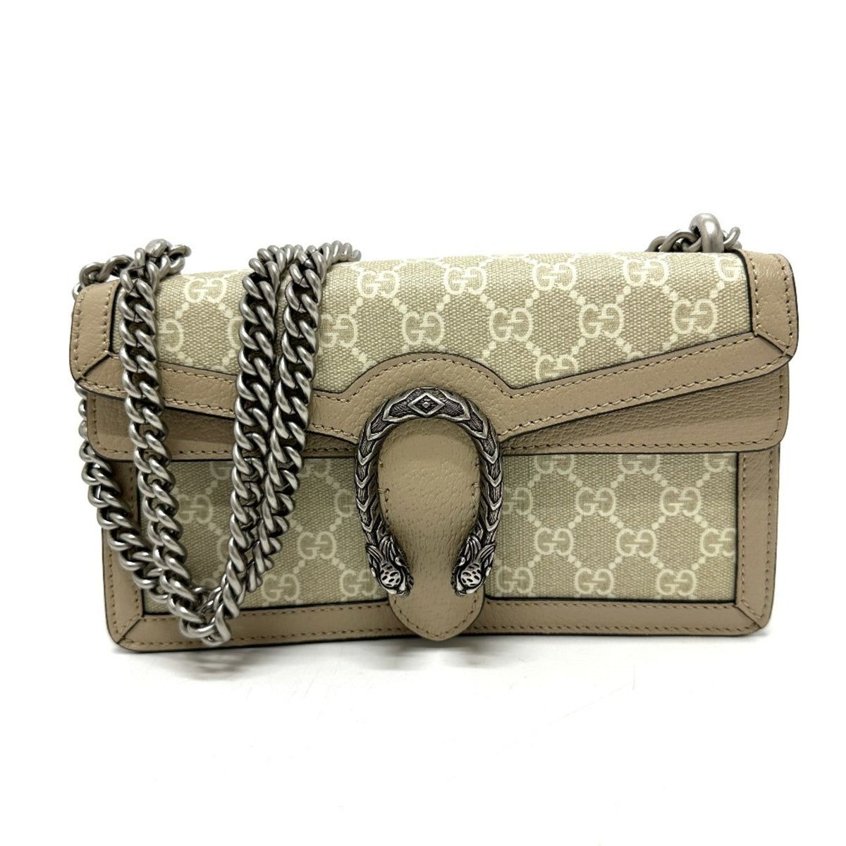 GUCCI 499623 GG Dionysus Chain Shoulder Bag Supreme Canvas Women's Beige — Like New