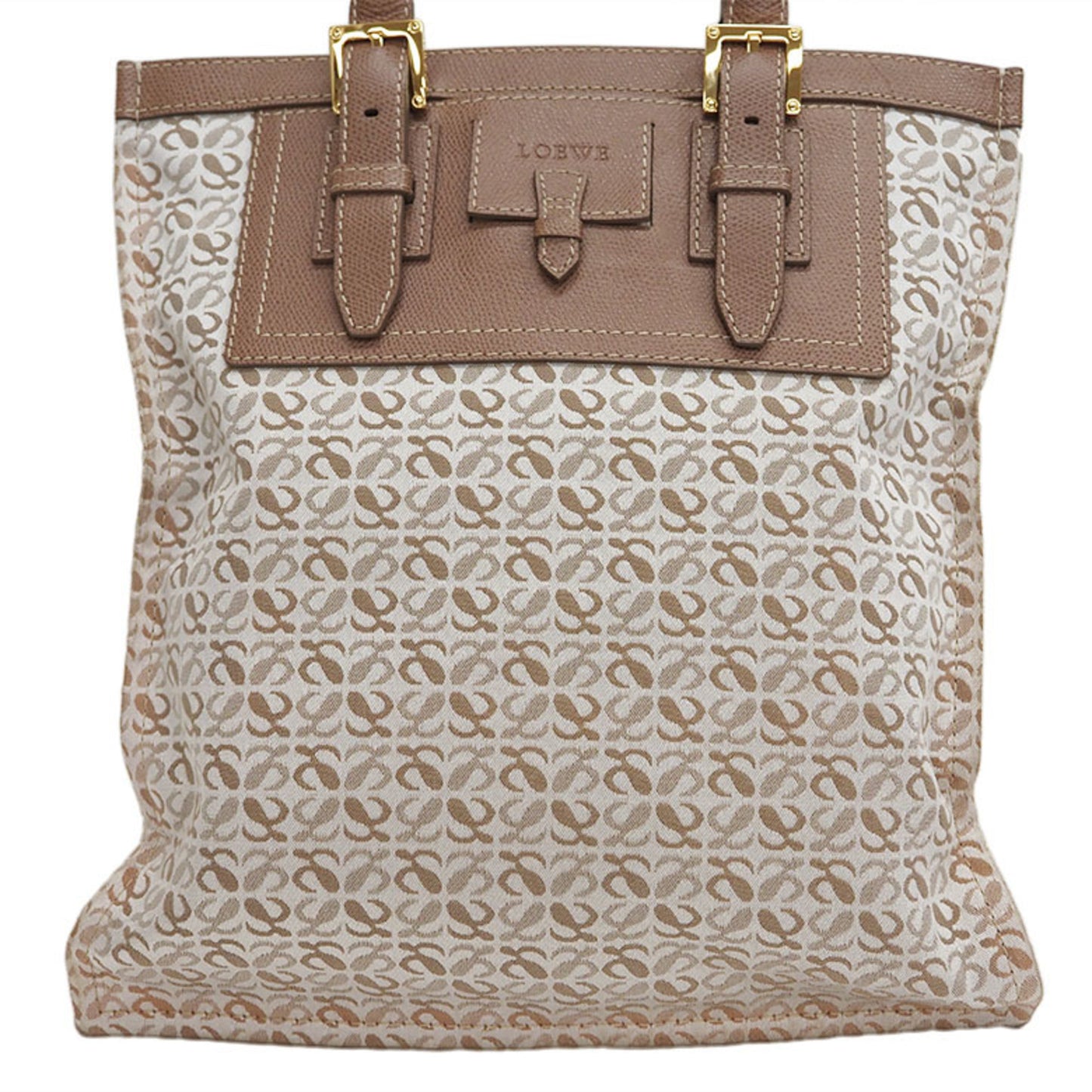 LOEWE Repeat Anagram Canvas Tote Bag Beige Sub Ladies