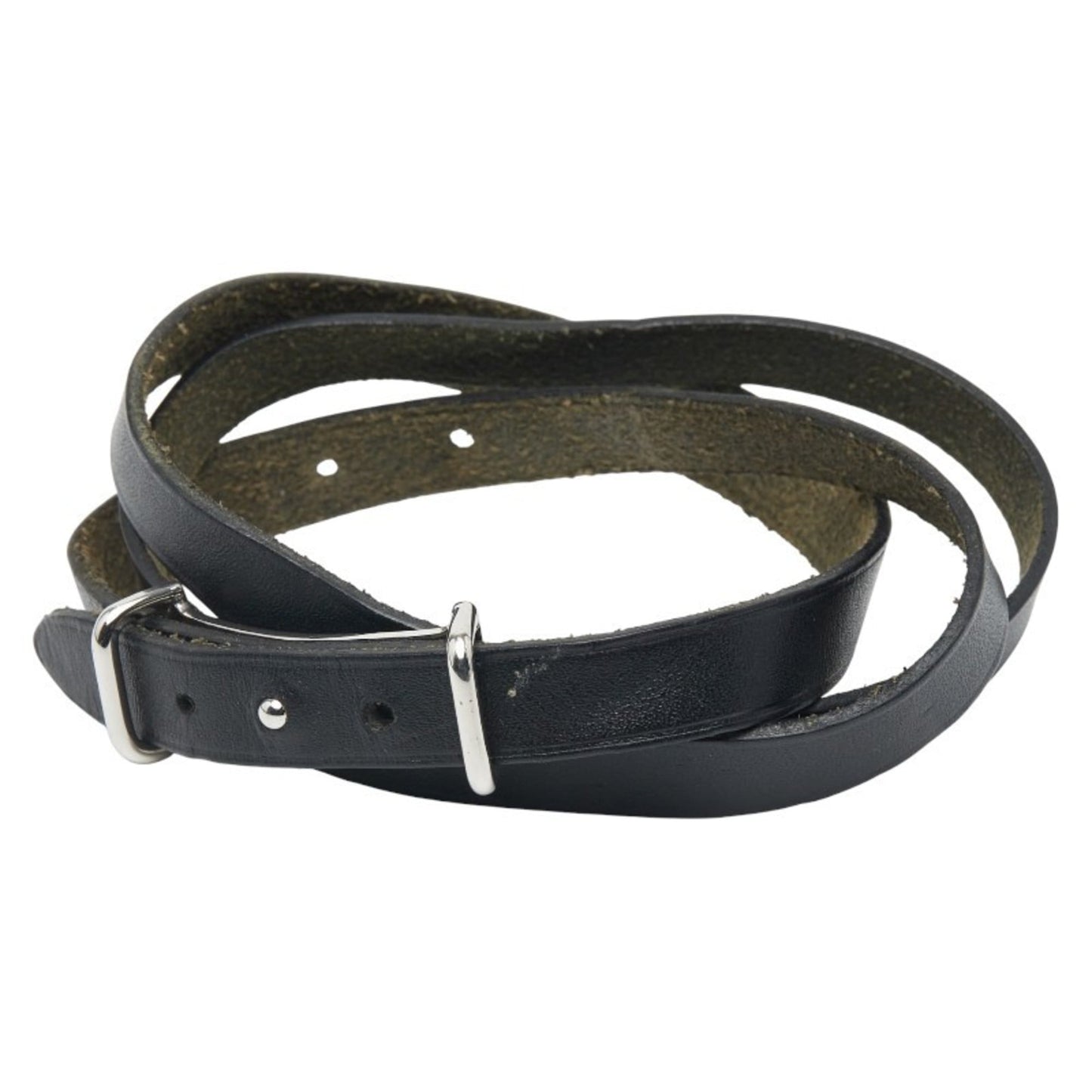 Hermes Api II Bracelet in Black and Silver Leather Metal for Women