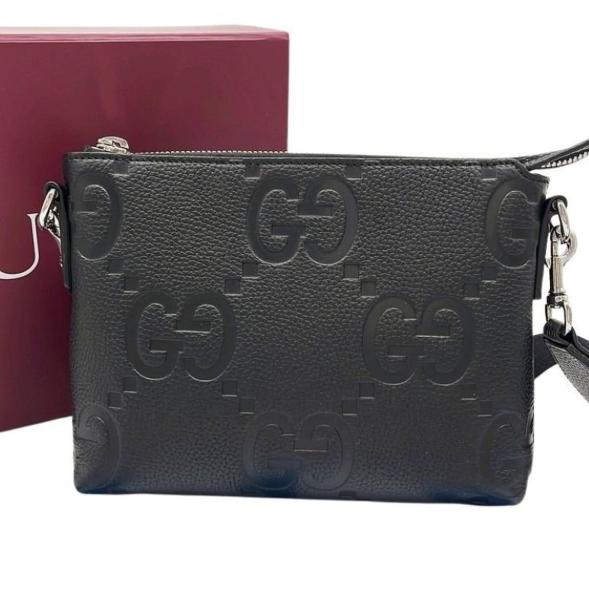 GUCCI Jumbo GG Shoulder Bag 761747 Black Leather Men's and Women's — New - Store Return