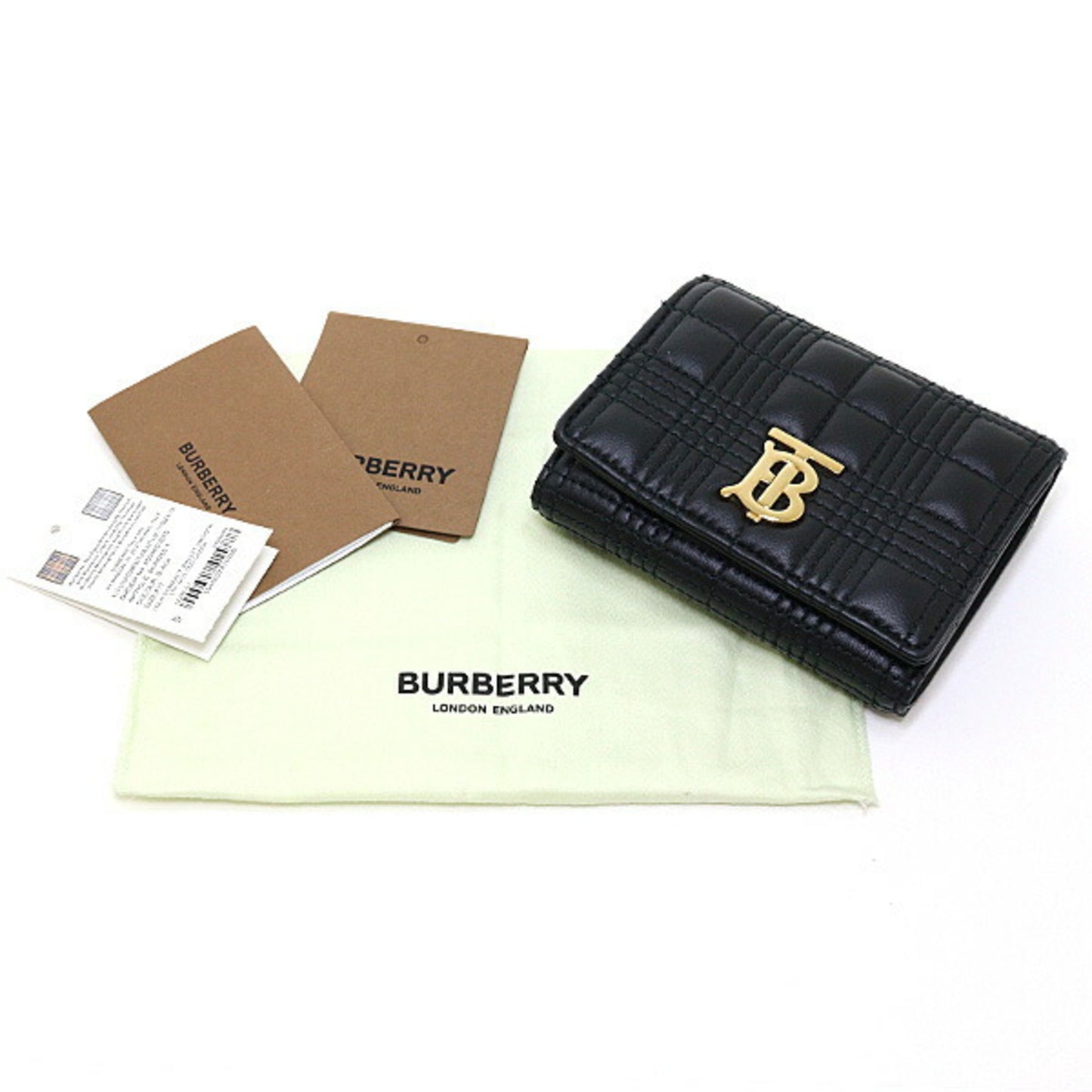 Burberry Tri-fold Wallet 8049280 Compact Black Leather