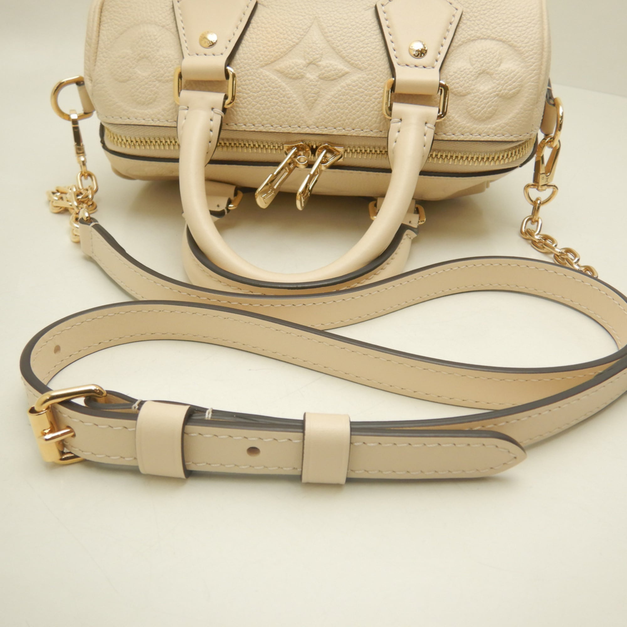 LOUIS VUITTON Monogram Empreinte Speedy Bandoulière 20 M58954 Handbag, Cream, Women's 254135 — Like New