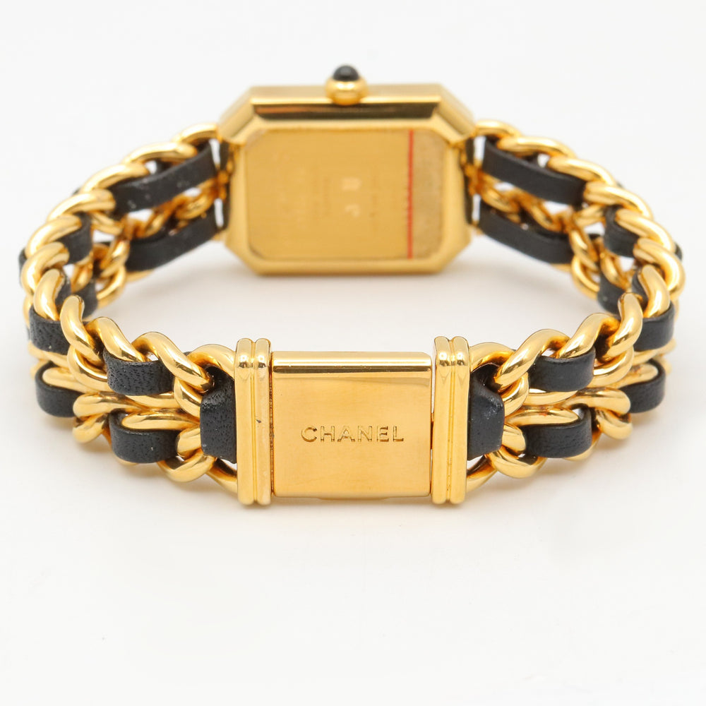 Chanel CHANEL Première M Watch, Gold Plated Leather, Women's, Black, H0001 — Very Good