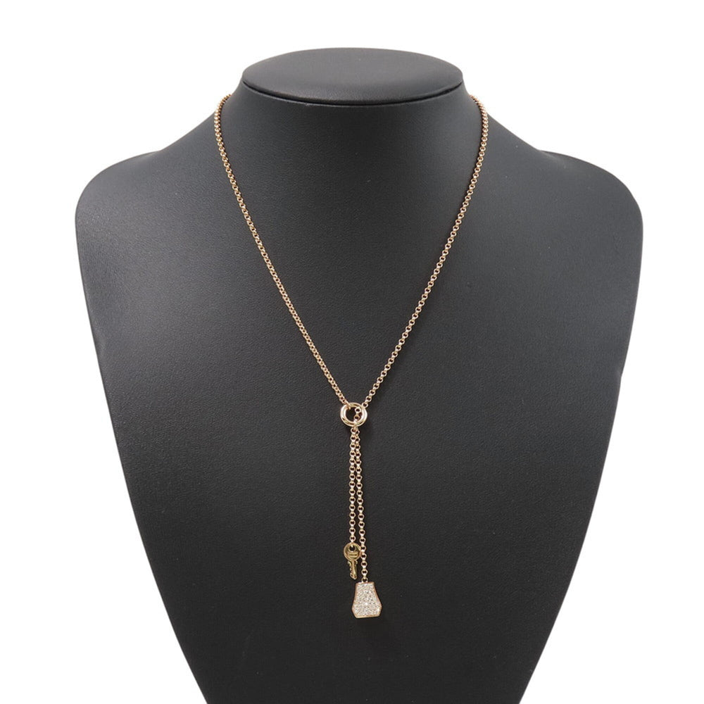 Hermes Kelly Clochette PM Necklace with 104 Diamonds (0.53ct total) in 18K Pink Gold. HERMES pendant, diamond — Like New