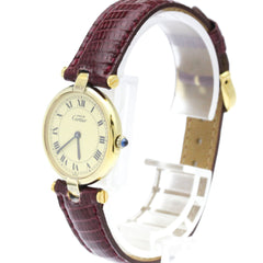 CARTIER Must Vendome Gold Plated Leather Quartz Ladies Watch — Good