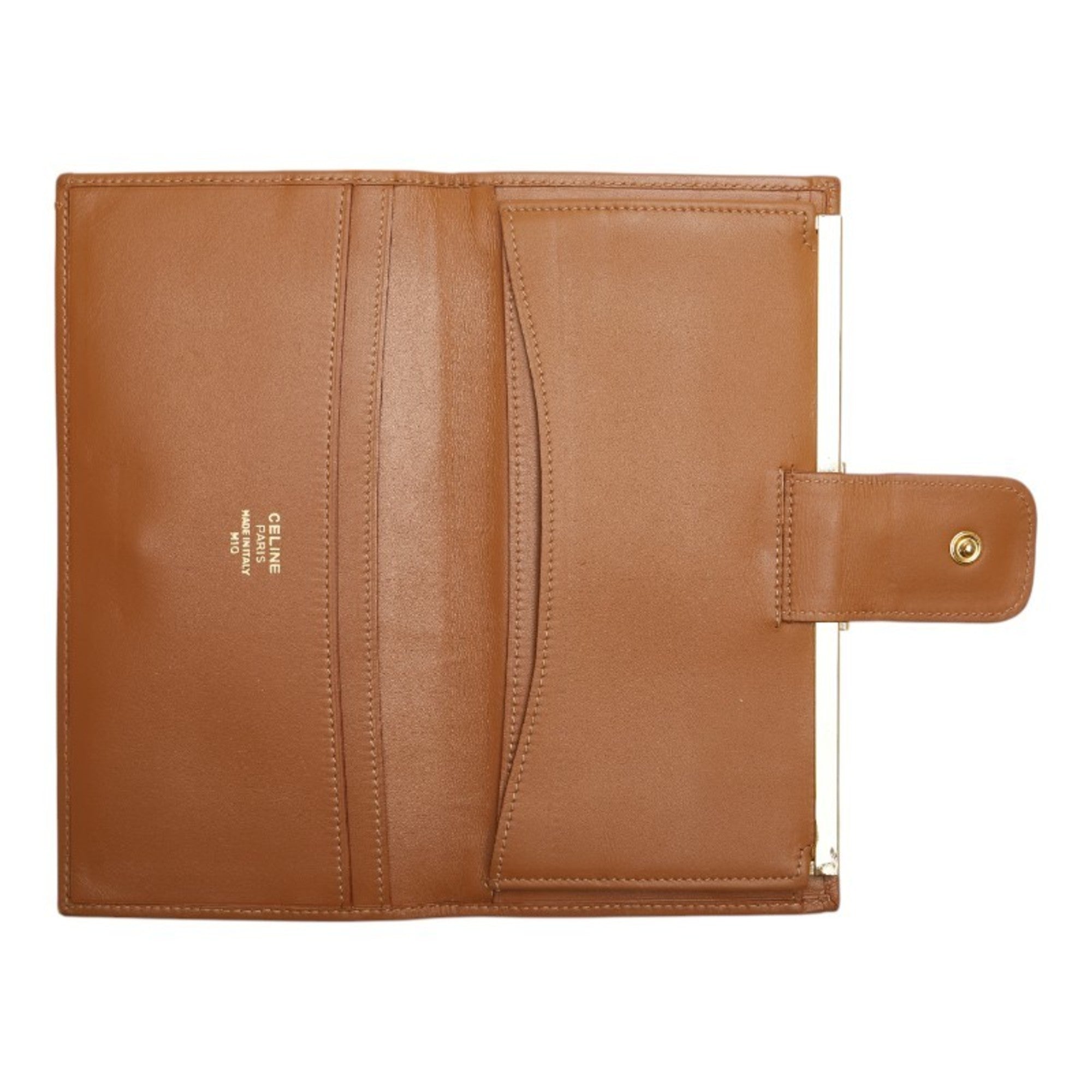 Celine Macadam Long Wallet Brown Leather Women's CELINE