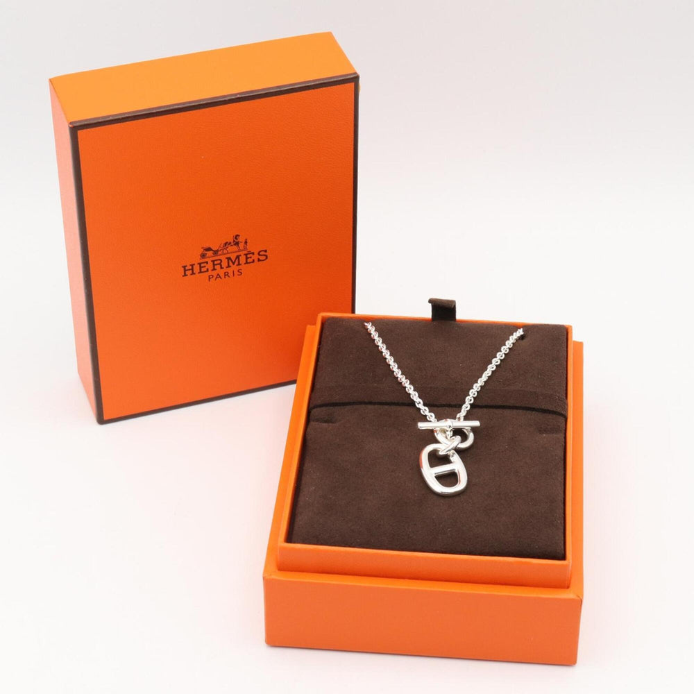 Hermes Chaine d'Ancre Amulette Necklace, Sterling Silver 925, Tone, 9.8g — Like New