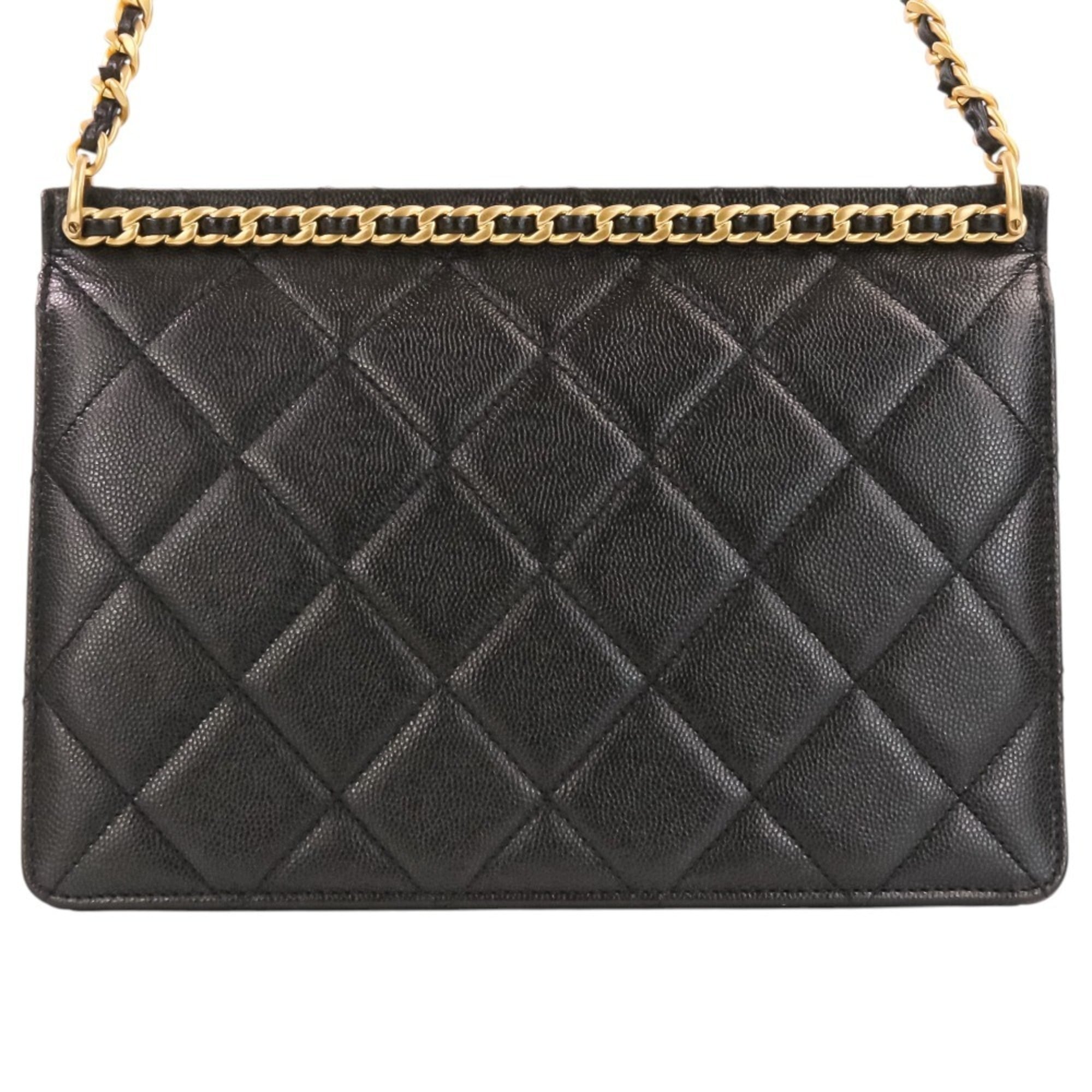 CHANEL Coco Mark Matelassé Caviar Skin Small Flap Chain Shoulder Bag AS4169 Black Women's — Like New