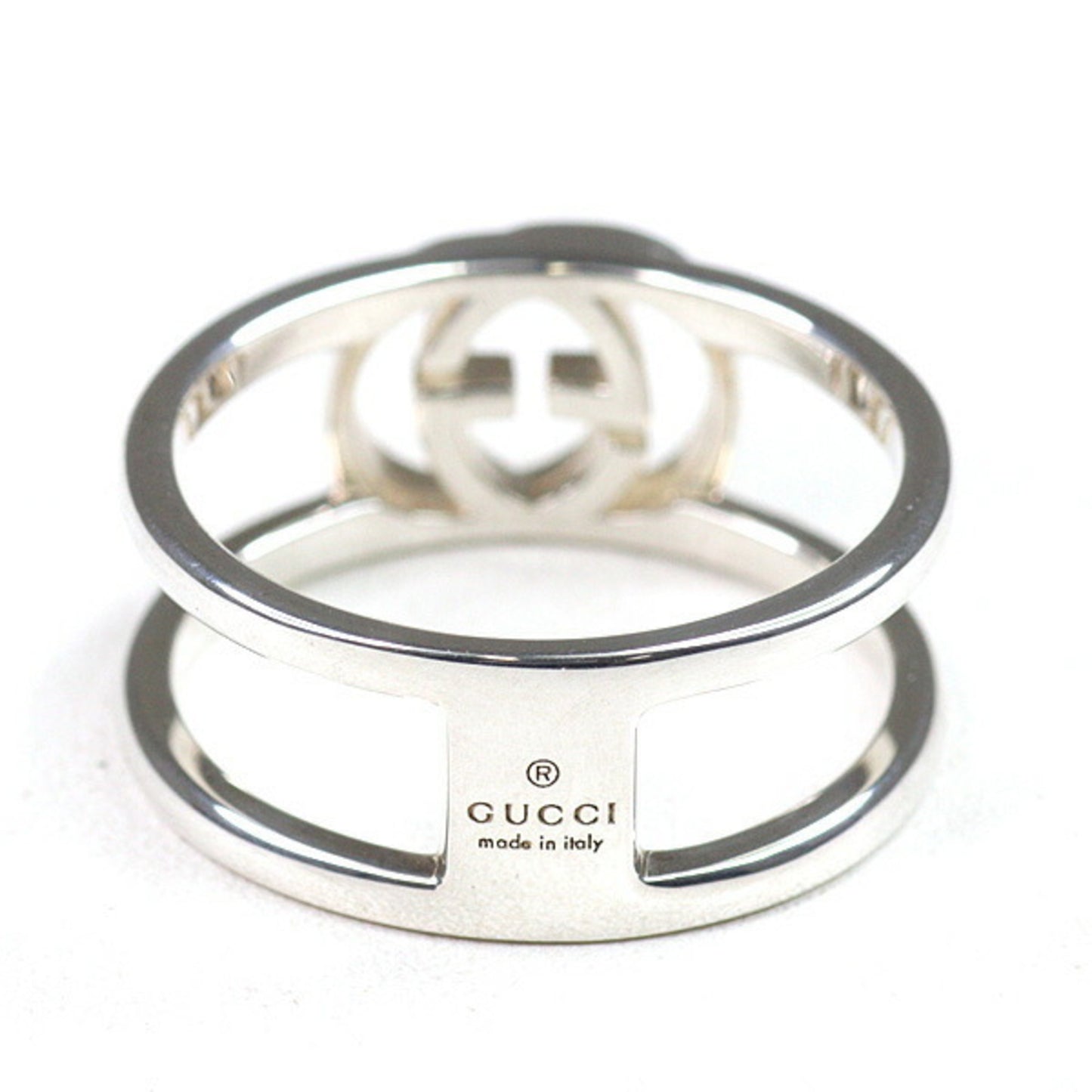Gucci Interlocking Wide Band Sterling Silver (Ag925) Size 21 (Actual Measurements: Just under 20)