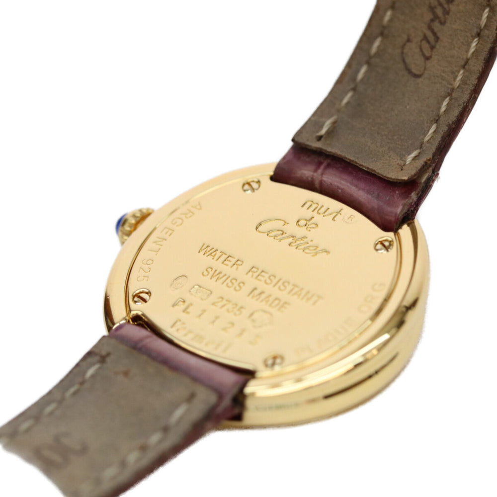 Cartier 925 W1010644 Must Trinity Vermeil SM Side Quartz Watch Gold White Dial Ladies — Very Good