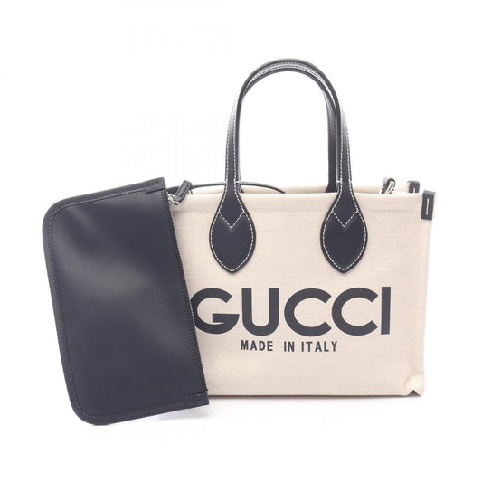 Gucci Print Mini Tote Bag, Canvas and Leather, Women's, Ivory Navy, 772144