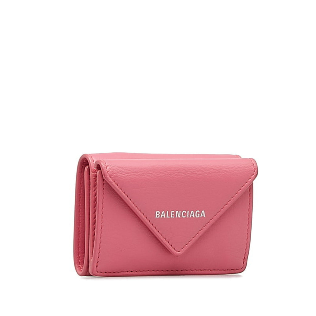 Balenciaga Mini Paper Wallet Bi-fold 391446 Pink Leather Women's BALENCIAGA