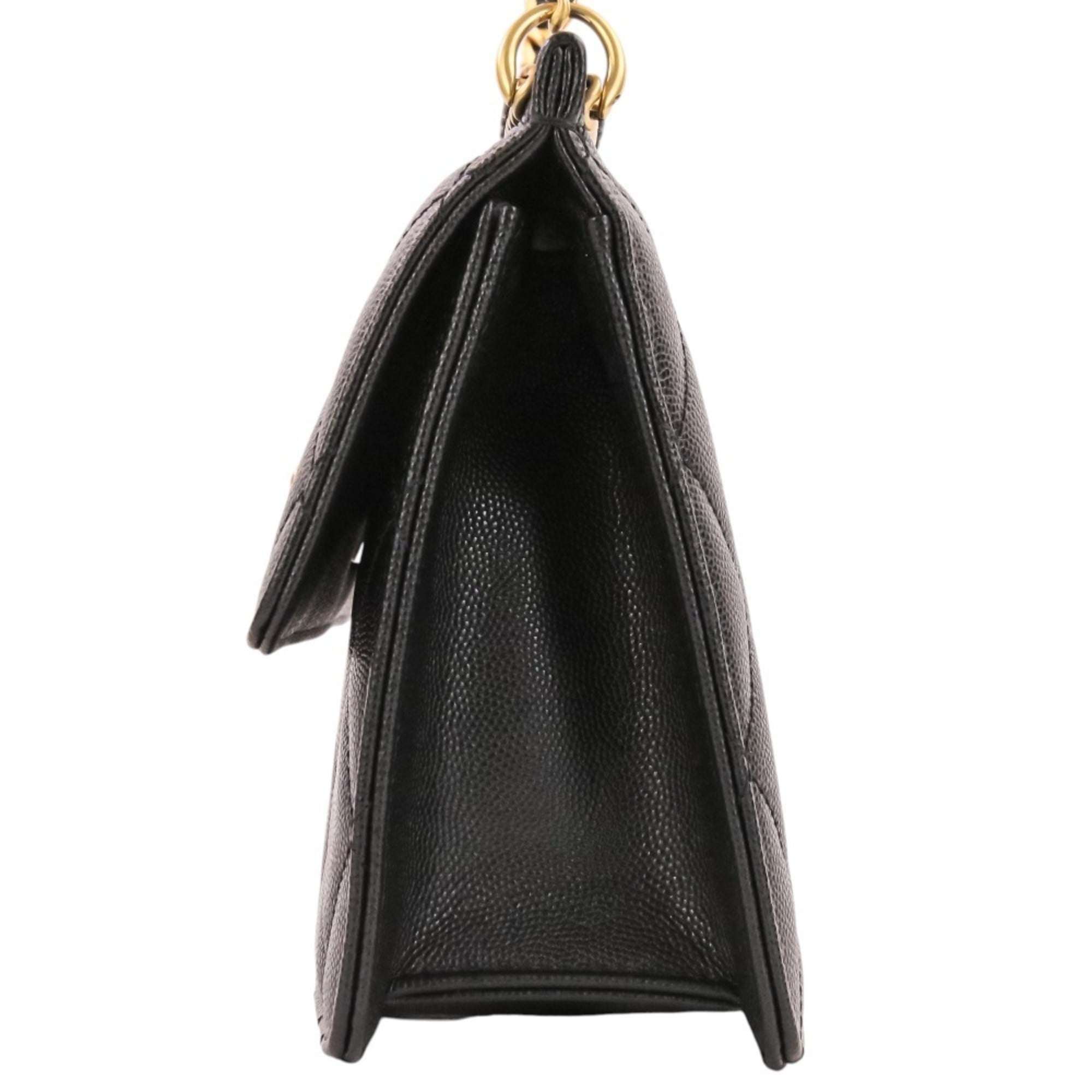 CHANEL Coco Mark Matelassé Caviar Skin Small Flap Chain Shoulder Bag AS4169 Black Women's — Like New