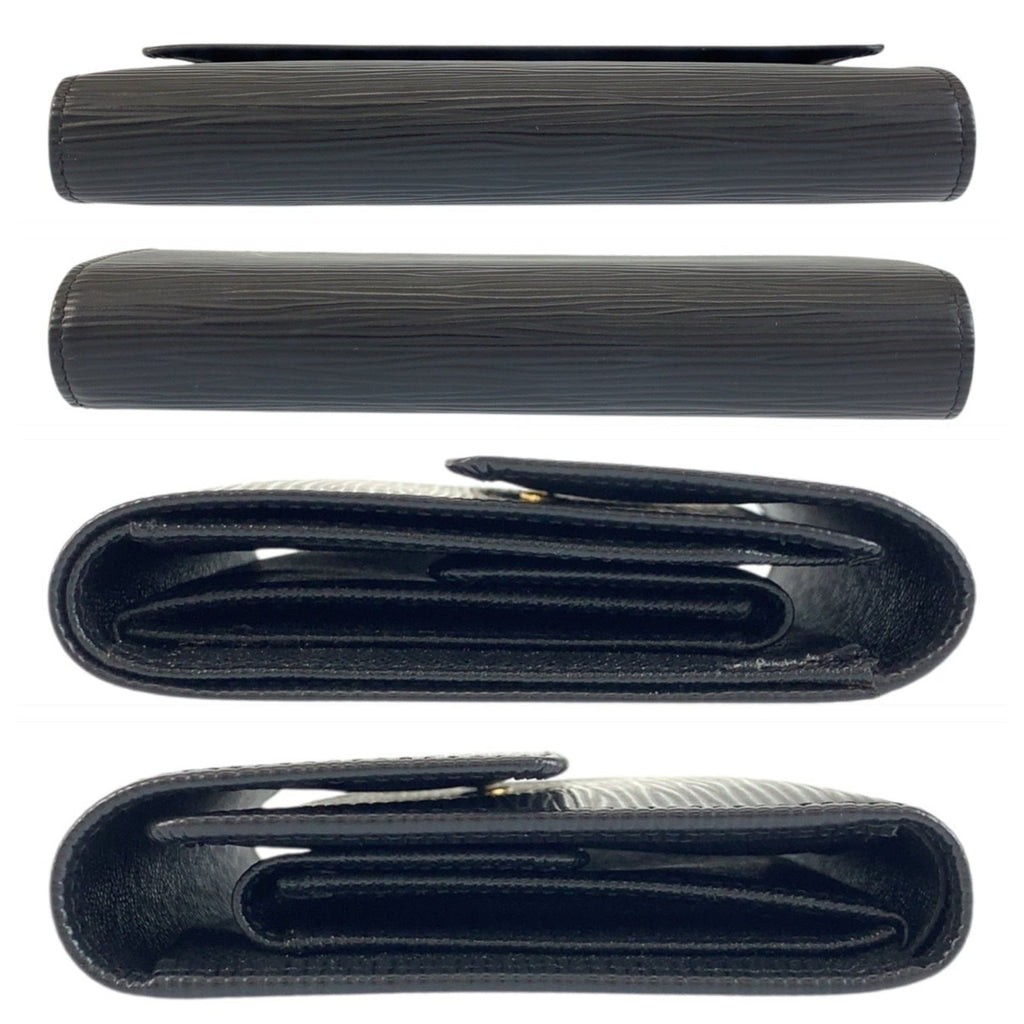 LOUIS VUITTON Epi Porte Tresor Etui Papier Black Leather Folding Wallet M63712 Compact Men's