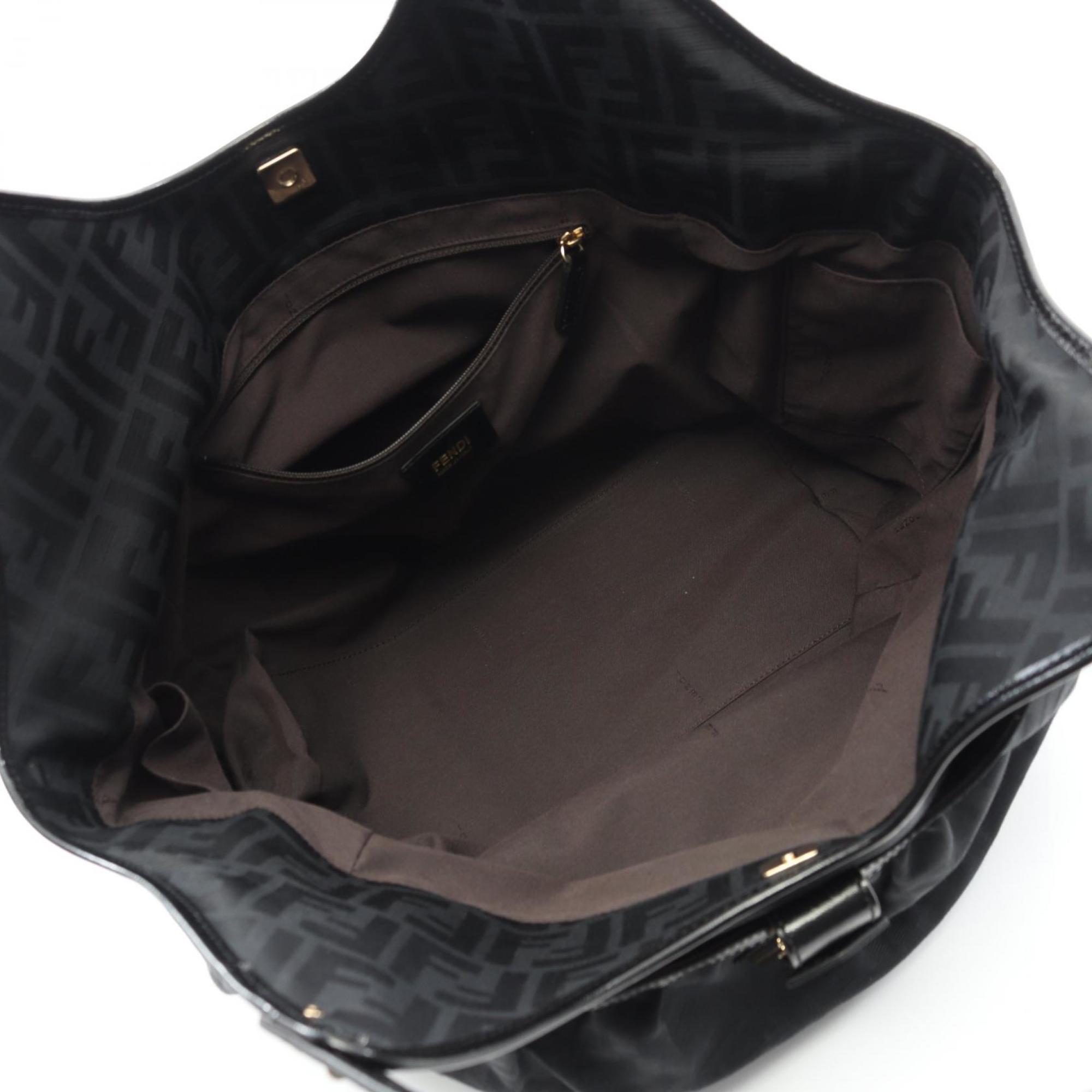 Fendi Zucca Tote Bag, Canvas and Leather, Women's, Black