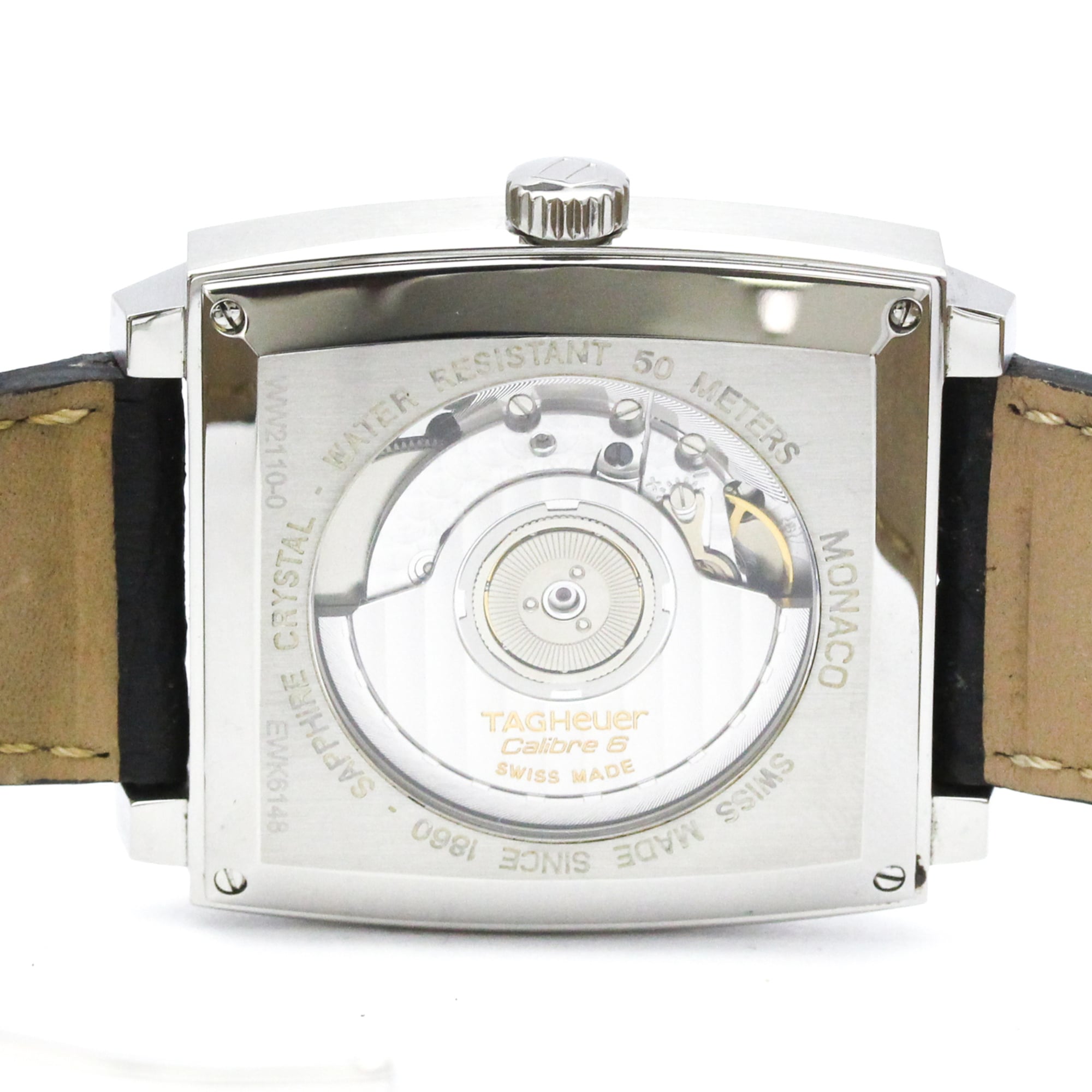 TAG Heuer Monaco Steel Leather Automatic Mens Watch WW2110 Polished — Very Good
