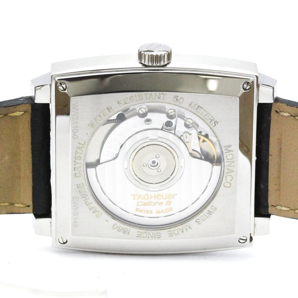 TAG Heuer Monaco Steel Leather Automatic Mens Watch WW2110 Polished — Very Good