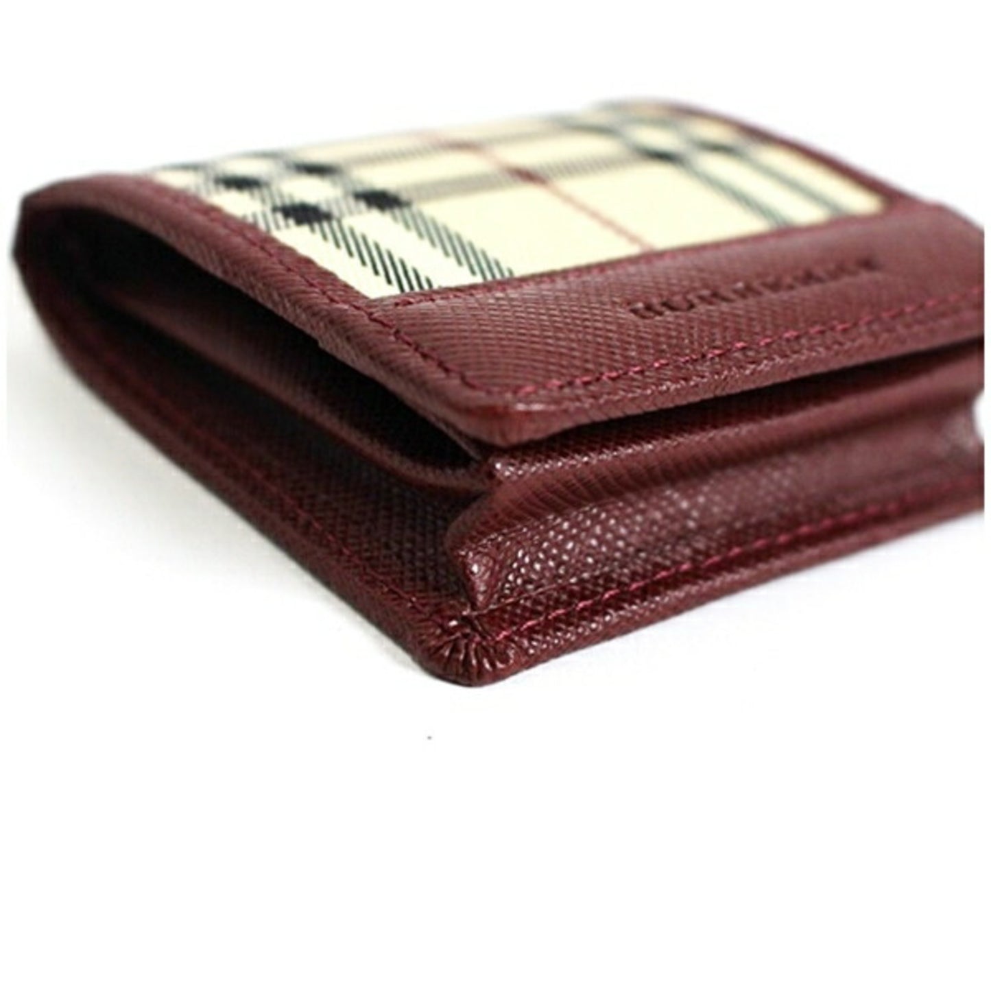 Burberry Coin Case Nova Check Beige x Wine Red BURBERRY Women's