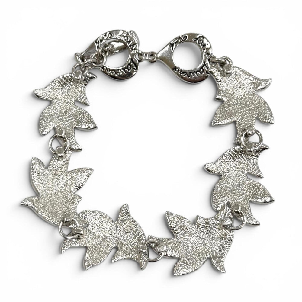 YVES SAINT LAURENT Rhodium-plated Heart Toggle Bracelet, Silver, Women's Accessory — Like New