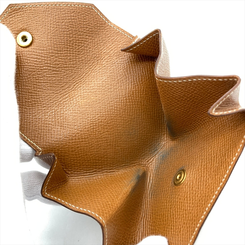 Hermes Hermès Levain Quatre Wallet/Coin Case, Couchvel, 〇T Stamp, Gold