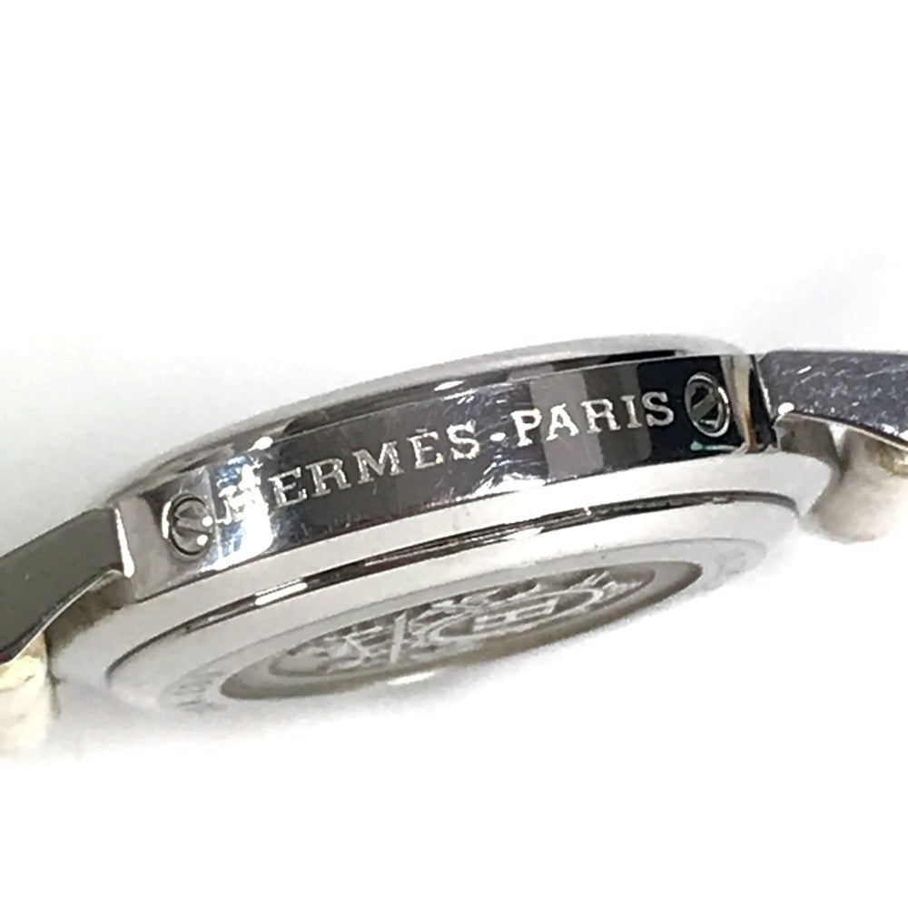 HERMES CL4.230 Clipper Nacle 12-Piece Diamond Women's Watch with Leather Strap, White Leather/Stainless Steel — Very Good