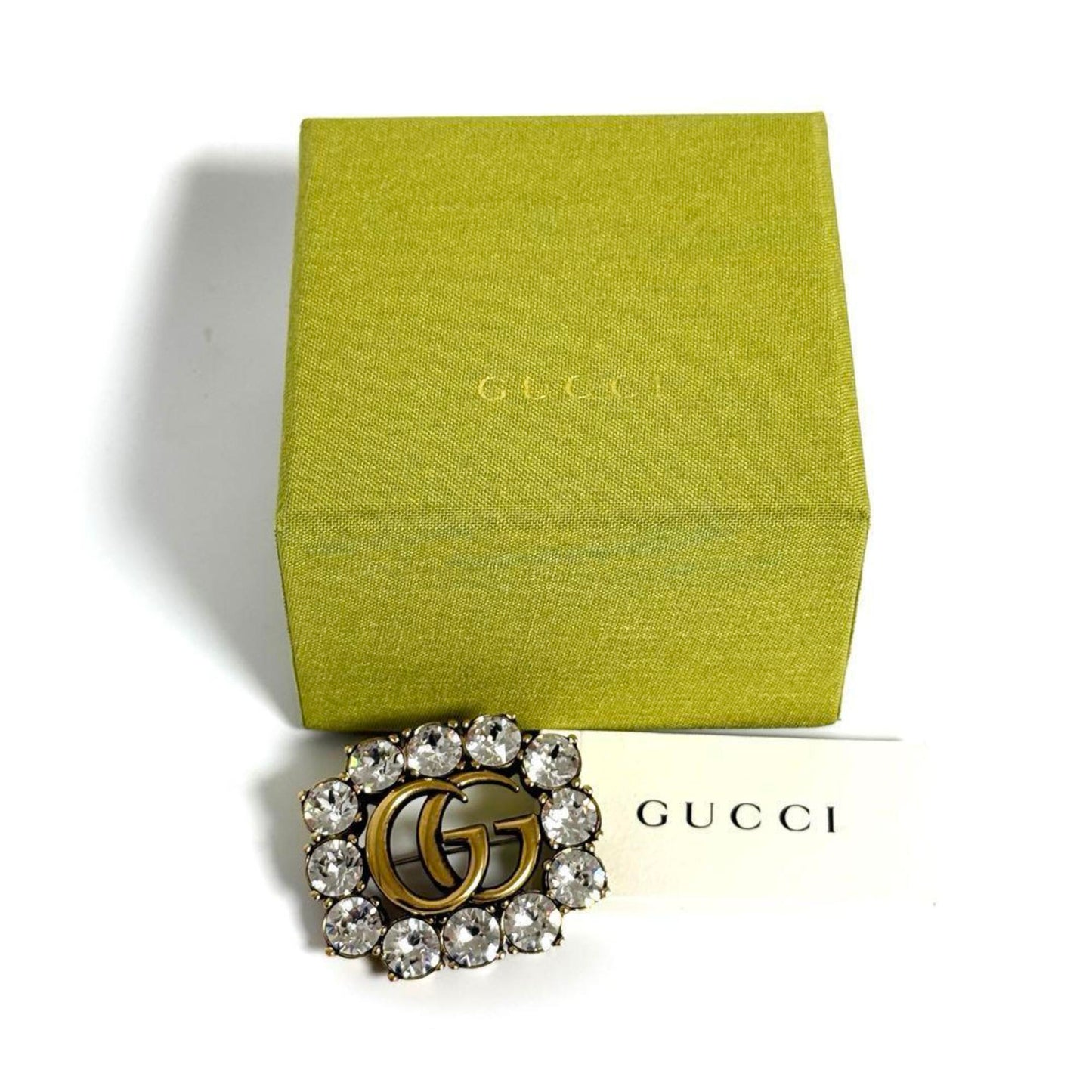 Gucci Women's Metal Double G Brooch Badge with Crystals