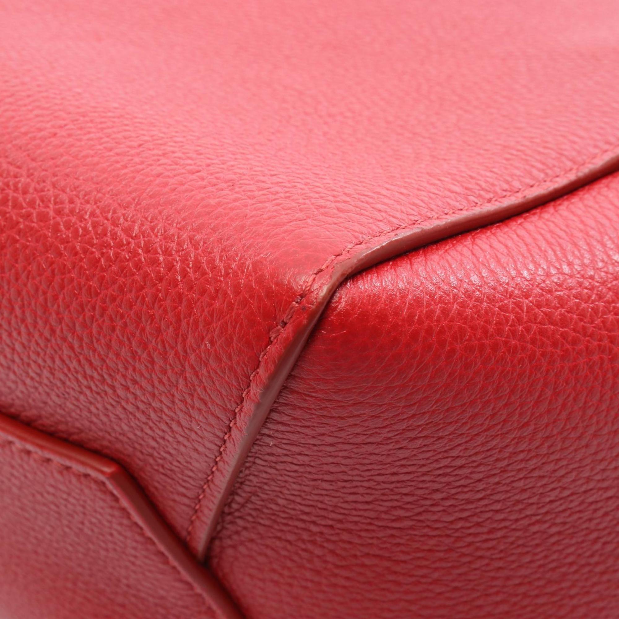 Celine Sangle Bucket Small Shoulder Bag, Leather, Women's, Red