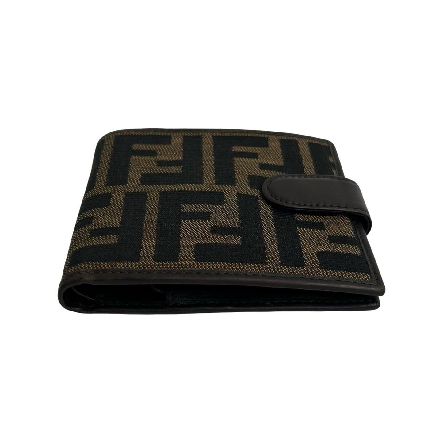 FENDI Zucca FF Pattern Canvas and Leather Bifold Wallet with Mini Card Case, Brown Black, 98030