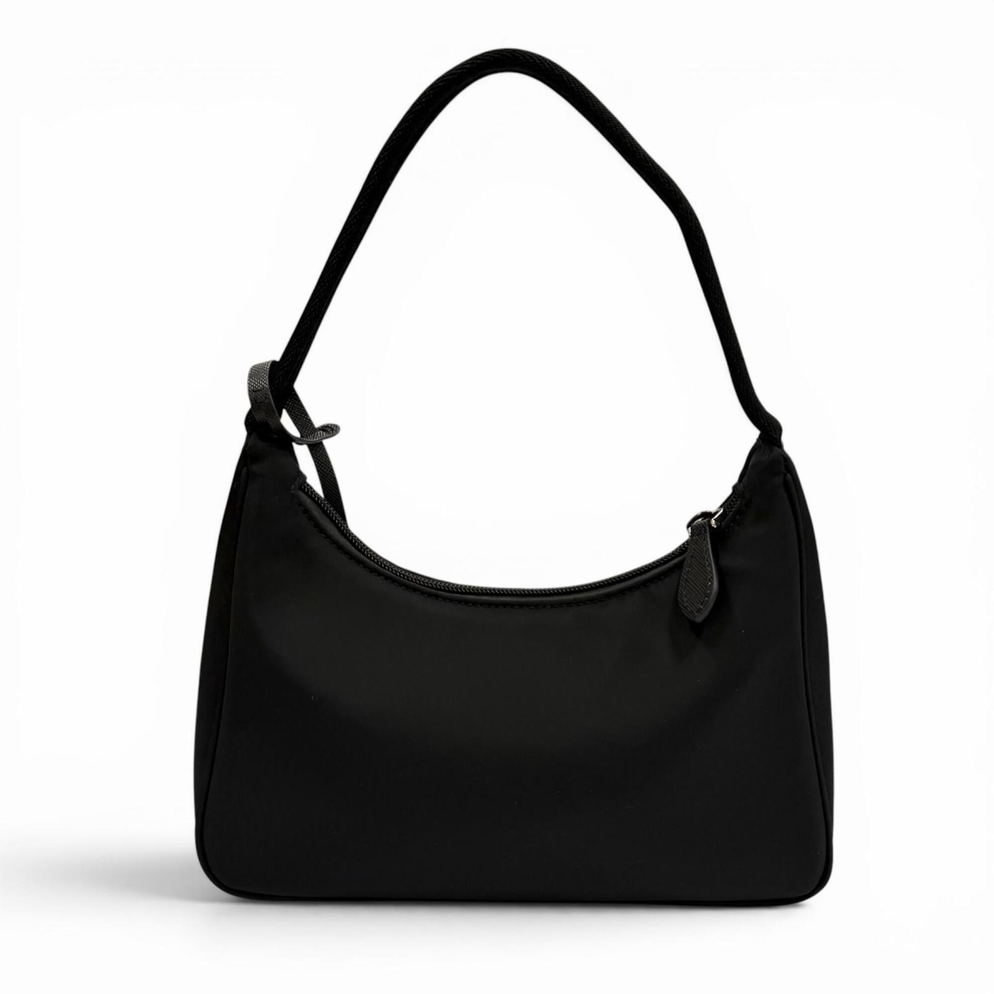 PRADA 1NE515 Re-Edition 2000 Re-Nylon Mini Bag with Triangle Plate Charm, One-Shoulder Bag, Black, Made in Italy, Women's, Dust — Like New