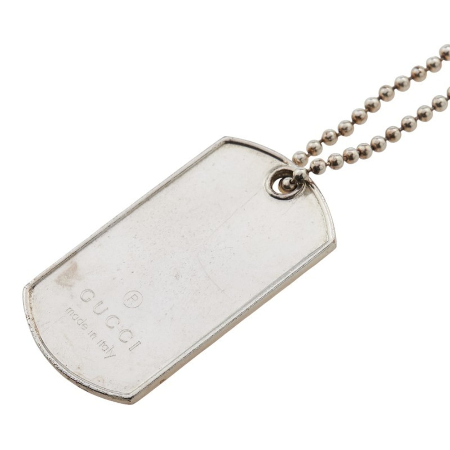 Gucci Dog Tag ID Necklace with Ball Chain, SV925 Silver, Women's