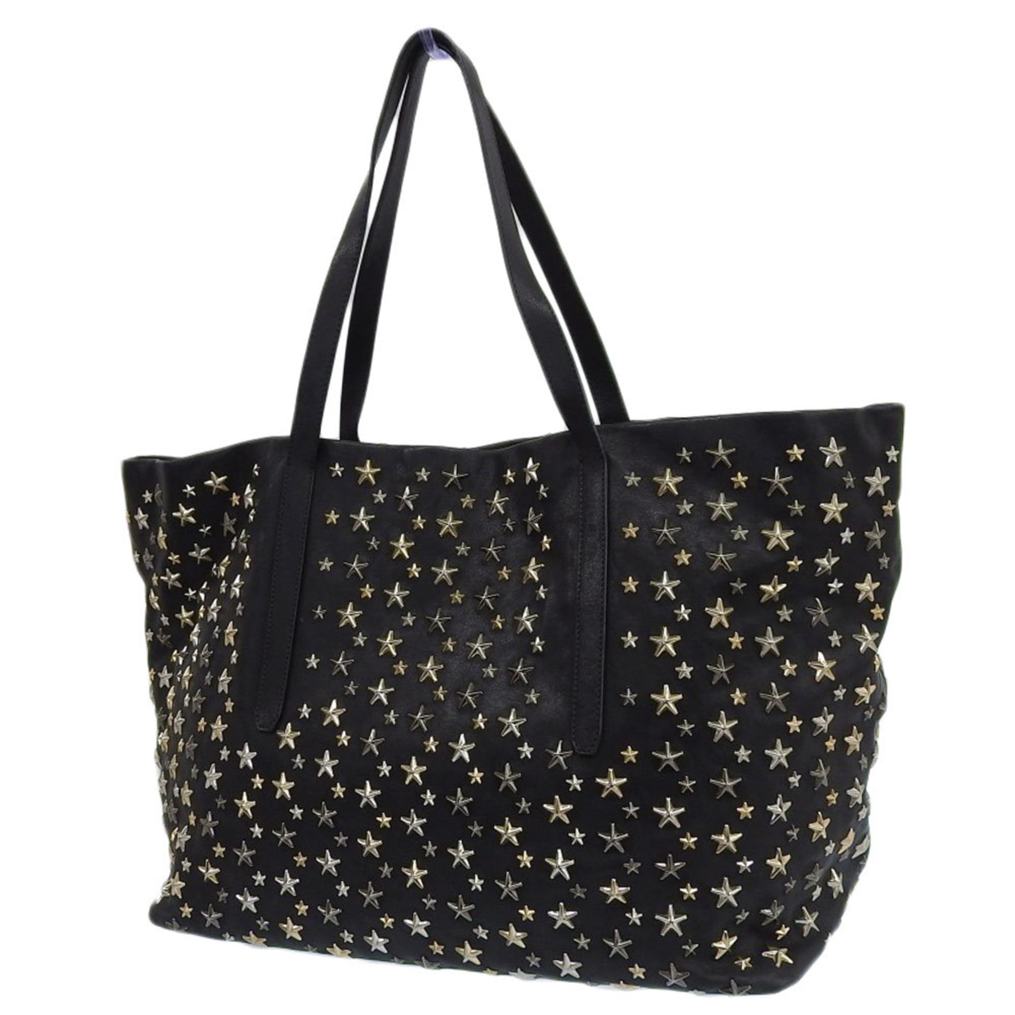 JIMMY CHOO Pimlico Star Stud Tote Bag Leather Black