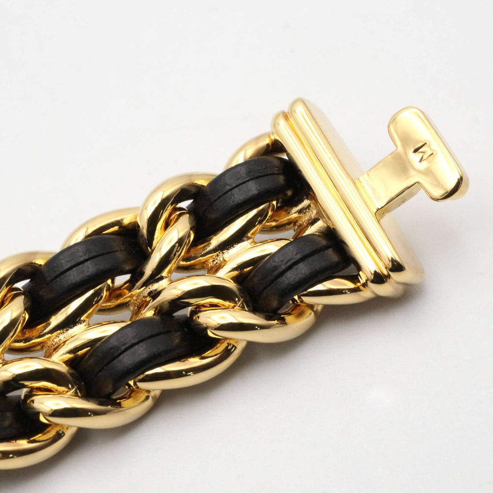 Chanel CHANEL Première M Wristwatch, Gold Plated (GP), Leather Strap, Women's, Black, H0001 — Very Good