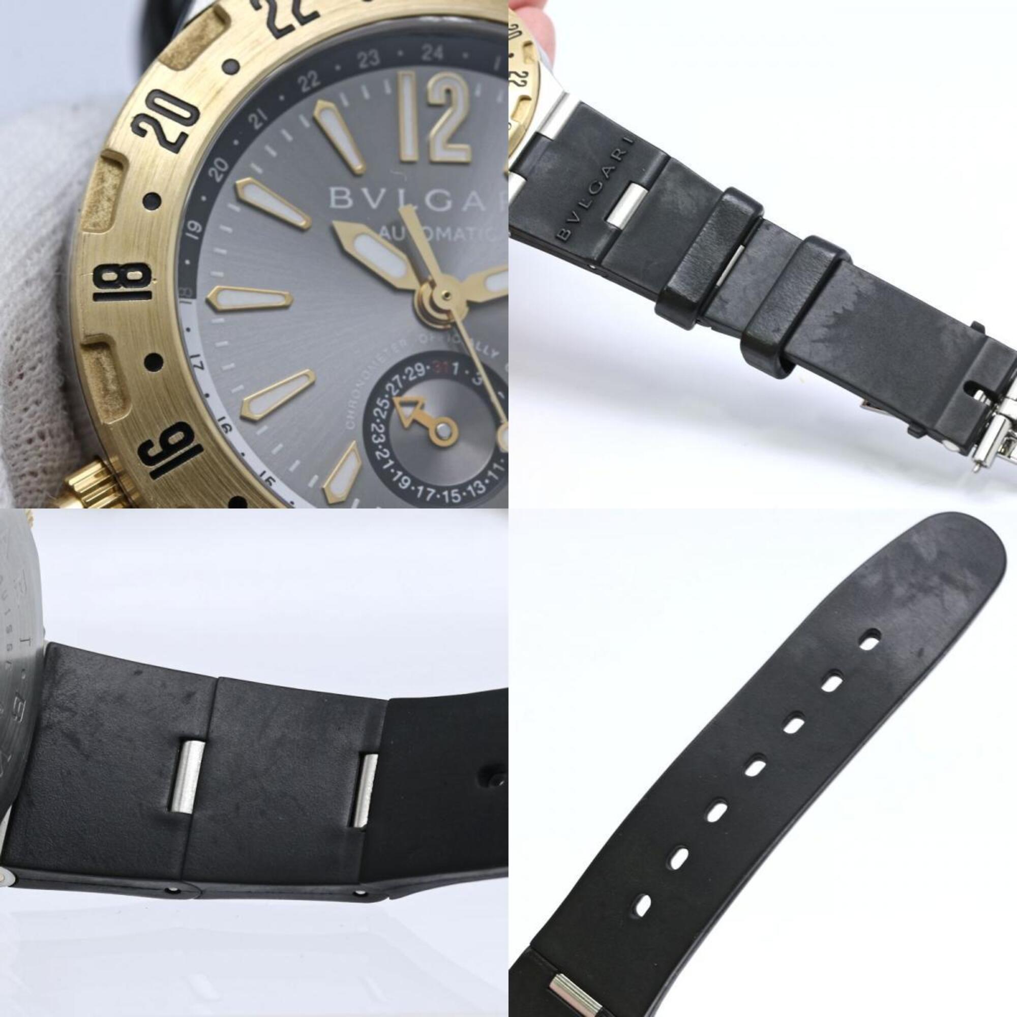 BVLGARI Diagono Professional GMT GMT40C5SGVD GMT40SG Men's Watch SS x 18K Yellow Gold Rubber 40536 — Good